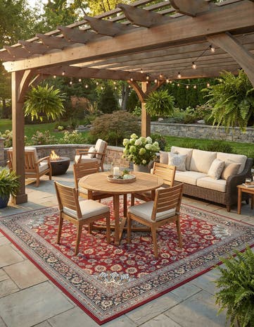 10' x 10' Easy-Clean Traditional Indoor / Outdoor Square Rug