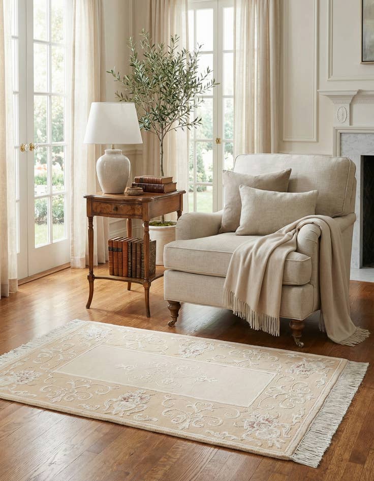 Detail image of 2' 8 x 4' 9 Hand Knotted Darya Wool Rug