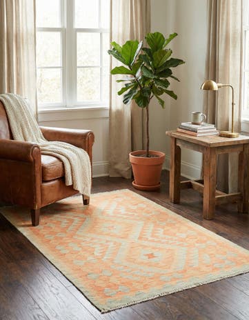 2' 9 x 4' 3 Hand Woven Kilim Waziri Wool Rug