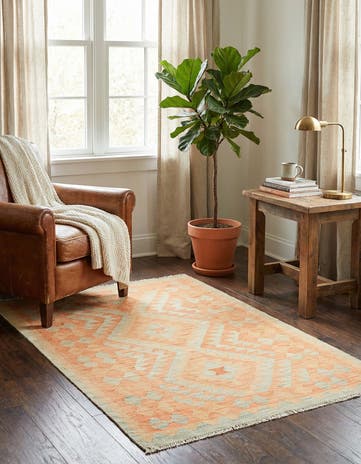 2' 9 x 4' 3 Hand Woven Kilim Waziri Wool Rug