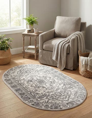 White Boston Oval Rug