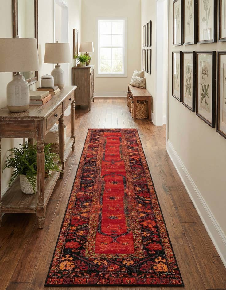 Detail image of 2' 7 x 11'  Washable Tribal Indoor / Outdoor Runner Rug