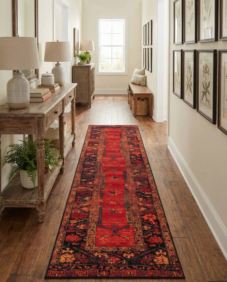 Detail image of 2' 7 x 11' Easy-Clean Tribal Indoor / Outdoor Runner Rug