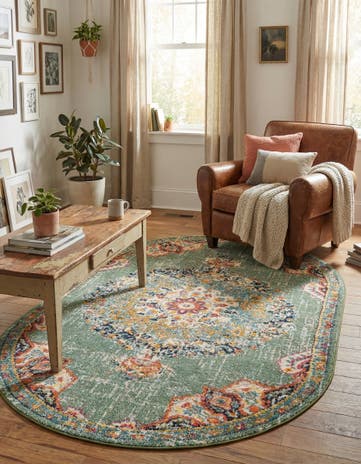 Green Madeline Oval Rug