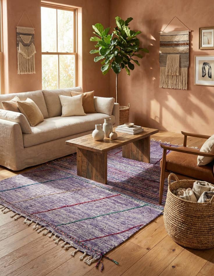 Detail image of  6' 4 x 10'  Hand Knotted Moroccan Wool Rug