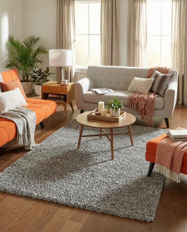  6' x 9' Solid Shag Rug