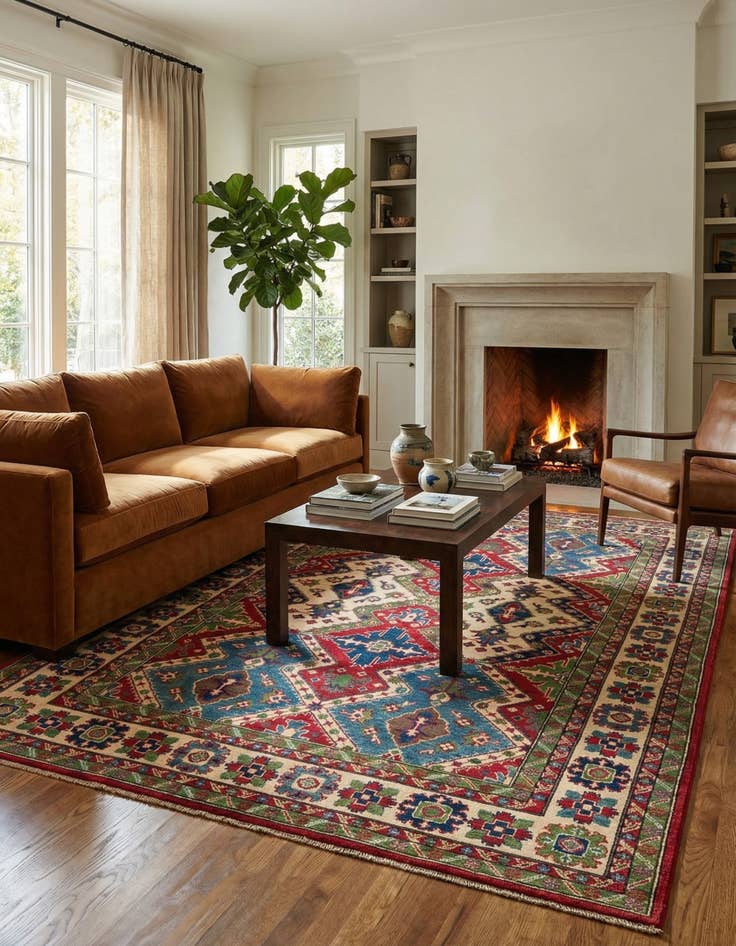 Detail image of 6' 1 x 9'  Hand Knotted Kazak Rug