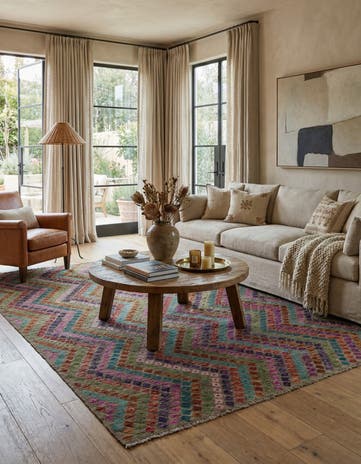 7' 2 x 9' 5 Hand Woven Kilim Modern Wool Rug