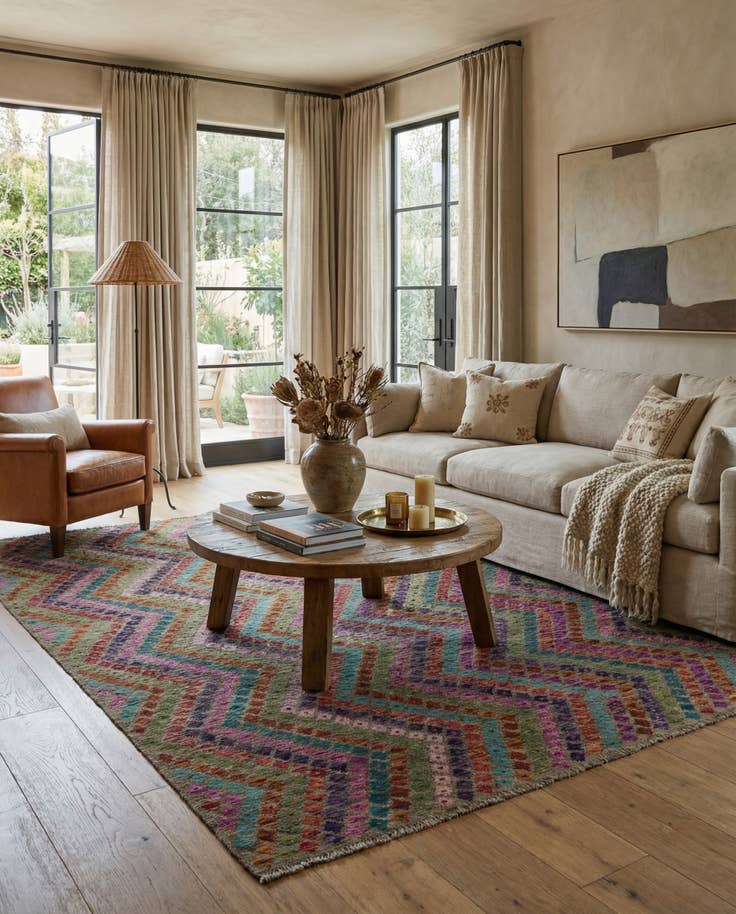 Detail image of 7' 2 x 9' 5 Hand Woven Kilim Modern Wool Rug