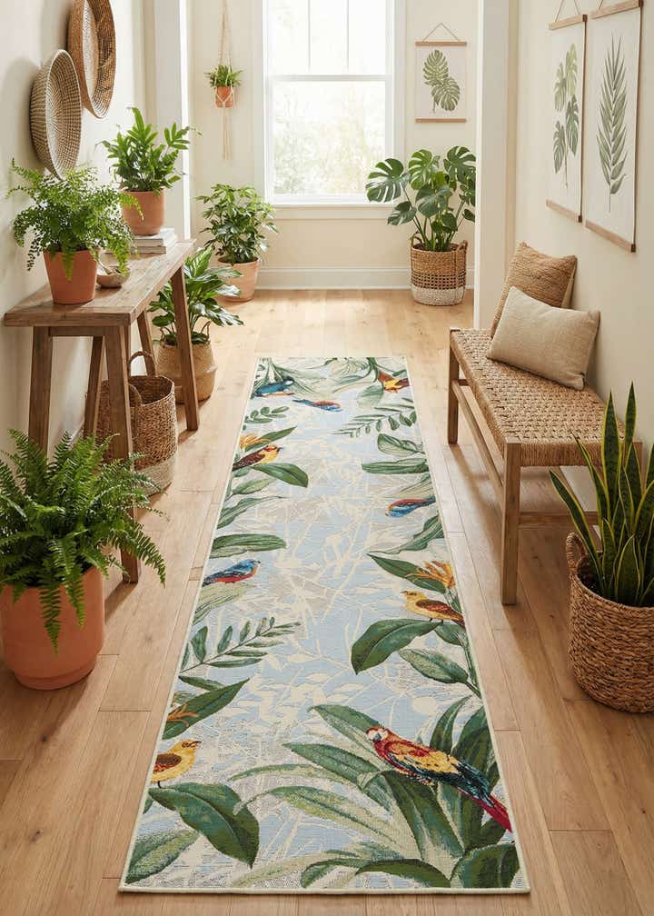 2' 7 x 12' Easy-Clean Botanical Indoor / Outdoor Runner Rug