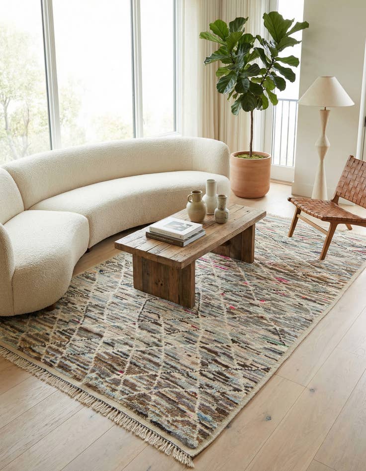 Detail image of 6' 3 x 9' 2  Hand Knotted Moroccan Wool Rug