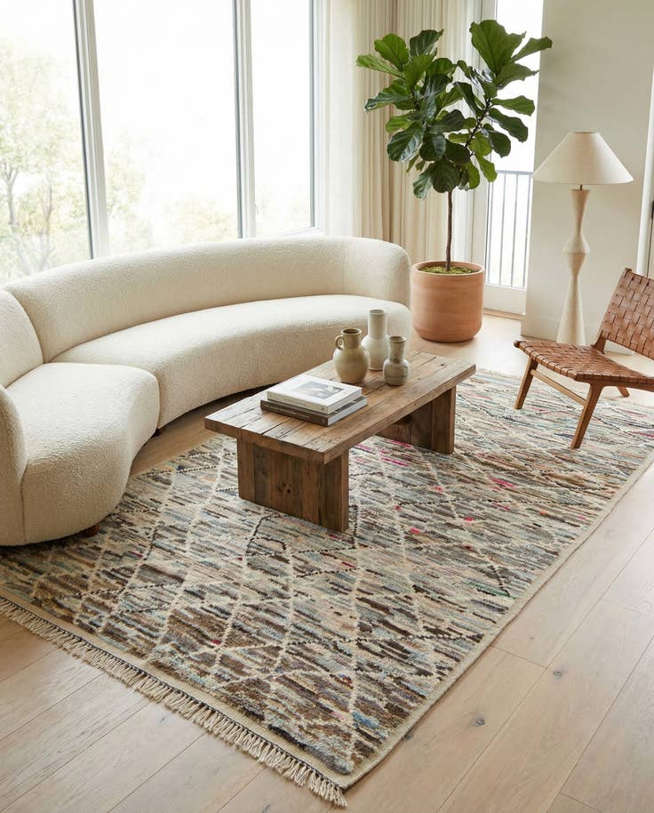 Detail image of 6' 3 x 9' 2 Hand Knotted Moroccan Wool Rug