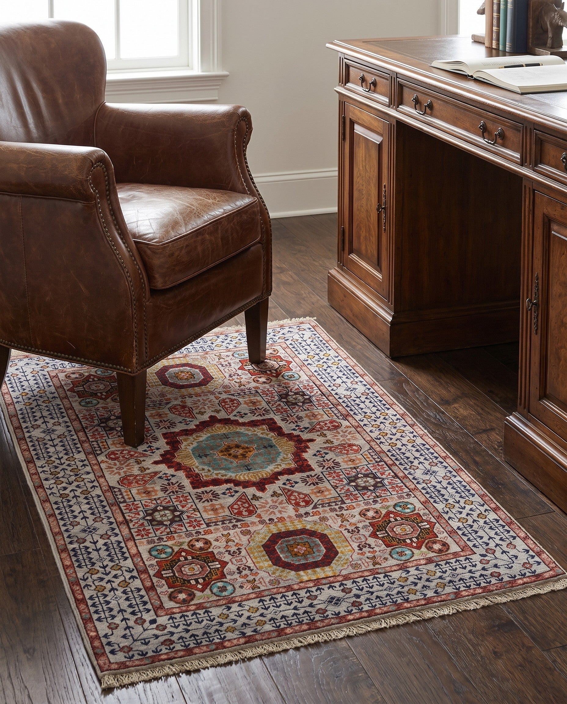 3' 5 x 4' 11 Hand Knotted Mamluk Ziegler Rug