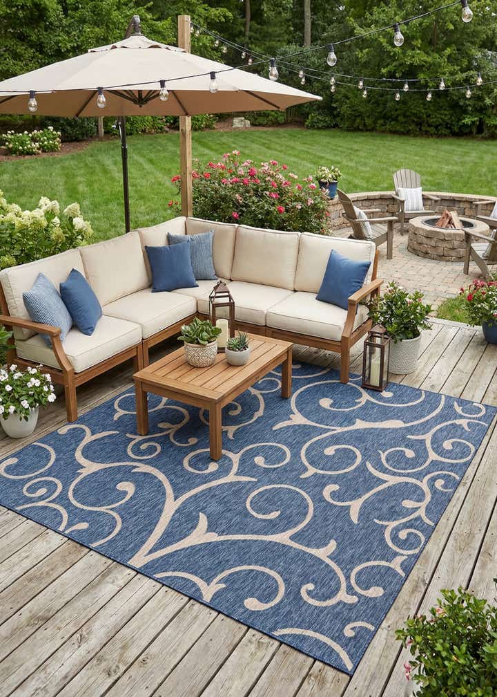 10' 8 x 10' 8 Easy-Clean Botanical Indoor / Outdoor Square Rug
