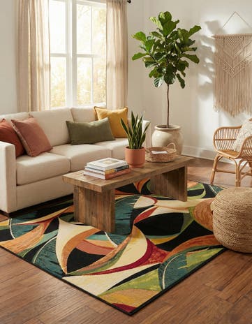 Easy-Clean Botanical Indoor / Outdoor Rug
