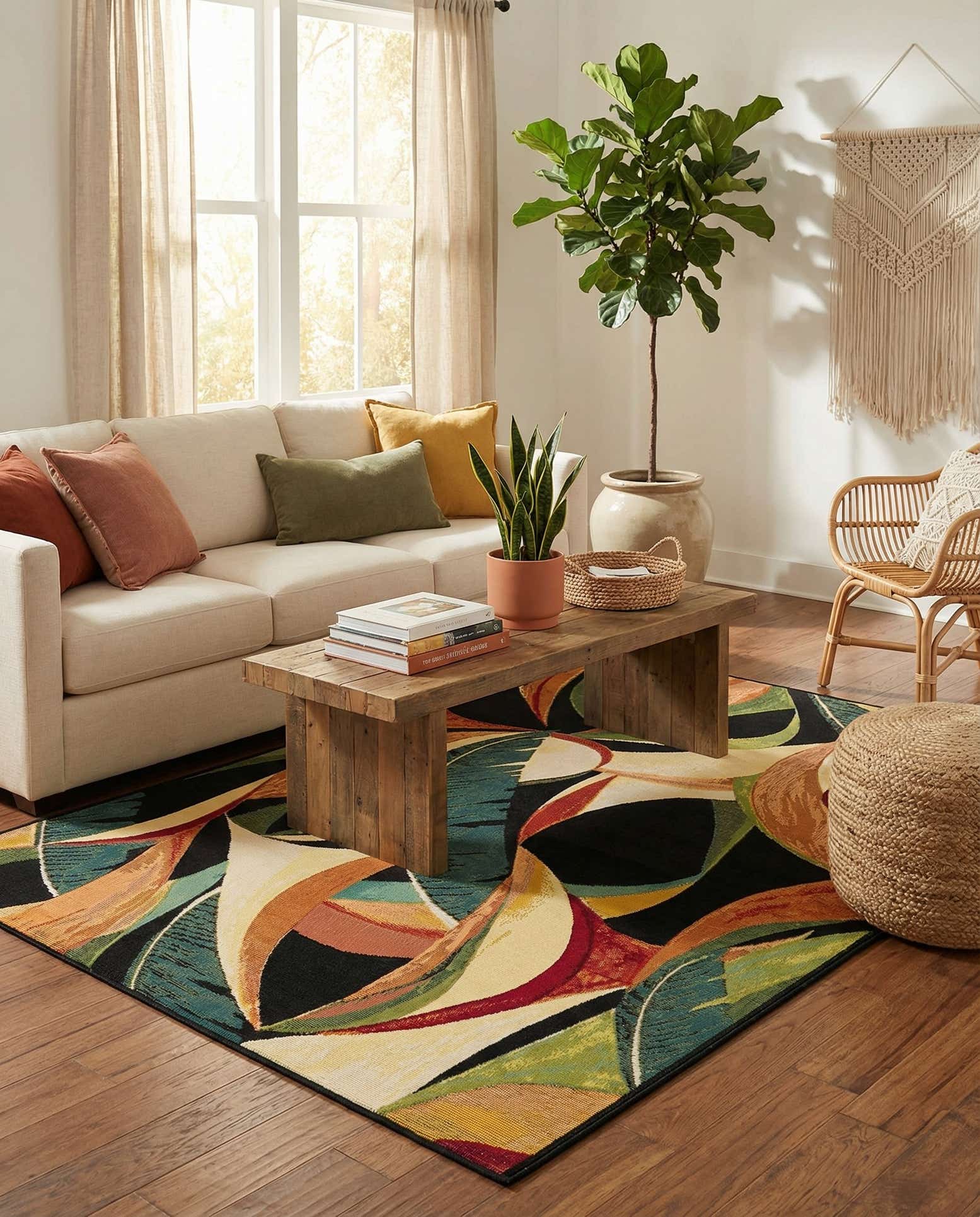 4' x 6' Easy-Clean Botanical Indoor / Outdoor Rug