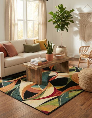Easy-Clean Botanical Indoor / Outdoor Rug