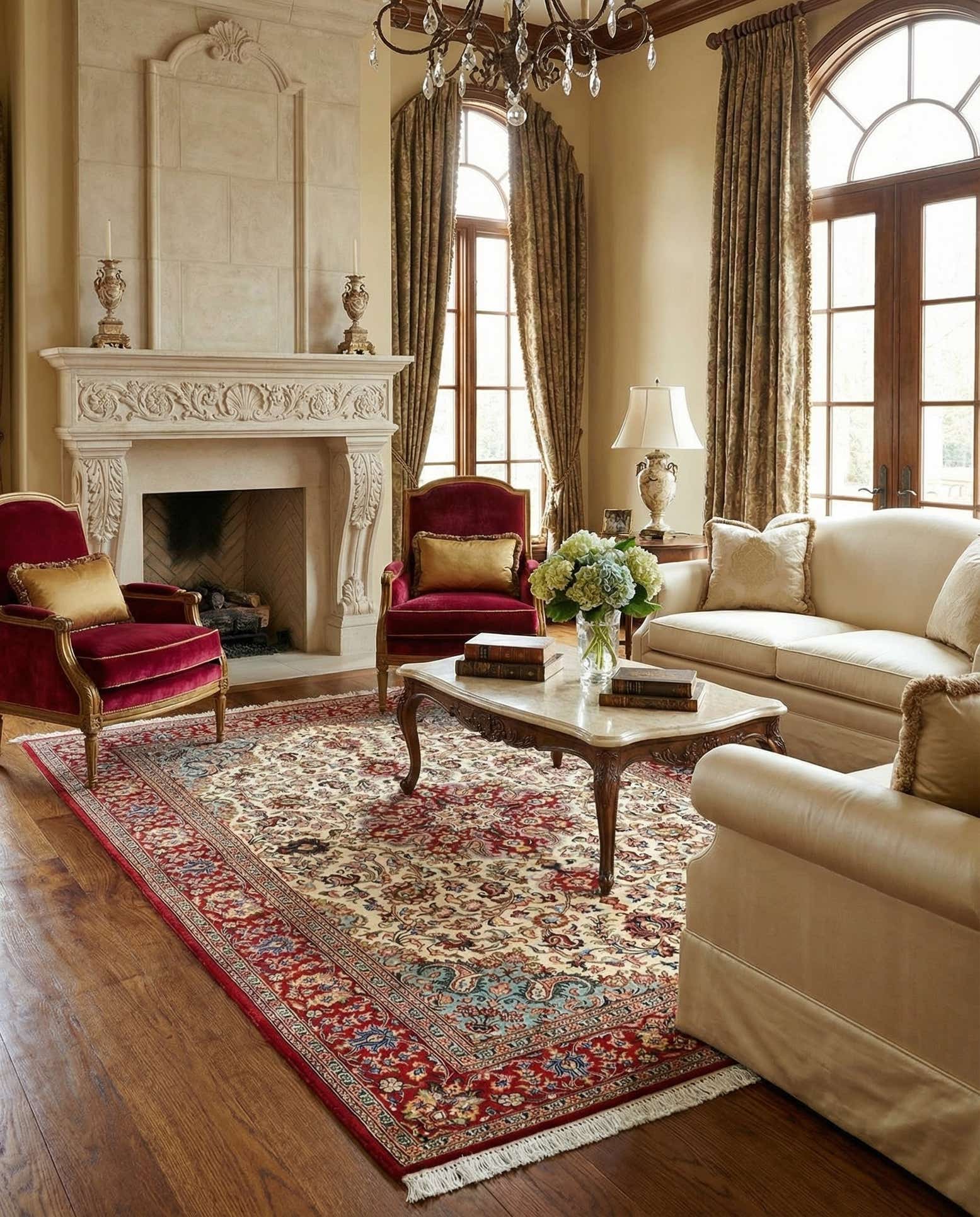 4' 11 x 7' 7 Hand Knotted Qom Persian Rug