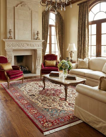 4' 11 x 7' 7 Hand Knotted Qom Persian Rug