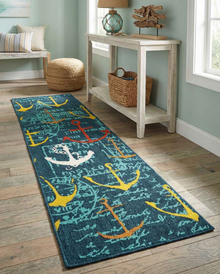 2' x 6' Easy-Clean Coastal Indoor / Outdoor Runner Rug