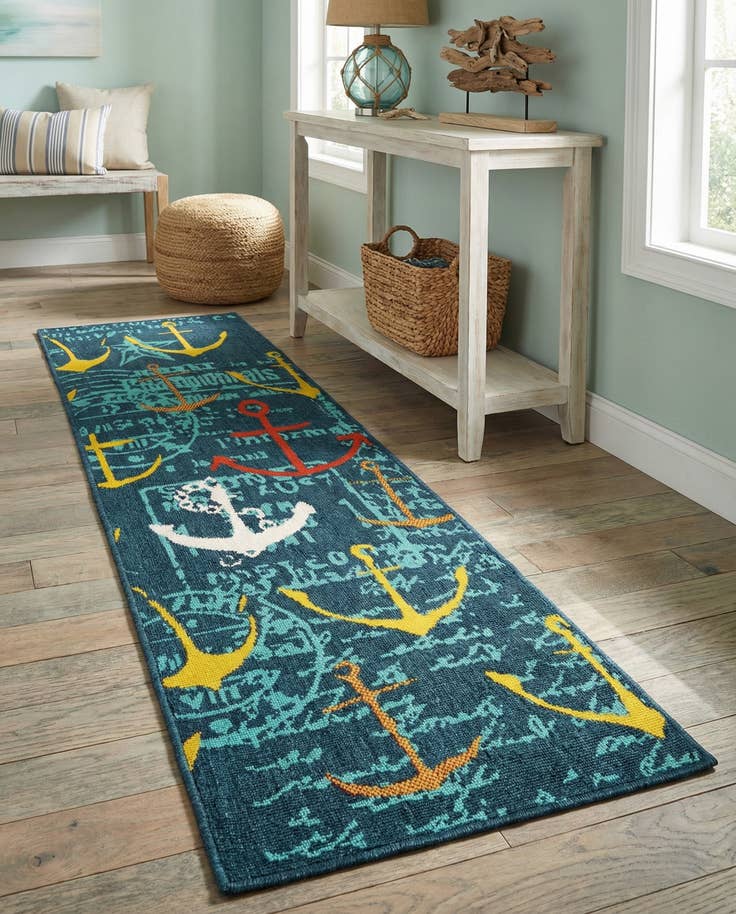 Detail image of 2' x 6' Easy-Clean Coastal Indoor / Outdoor Runner Rug