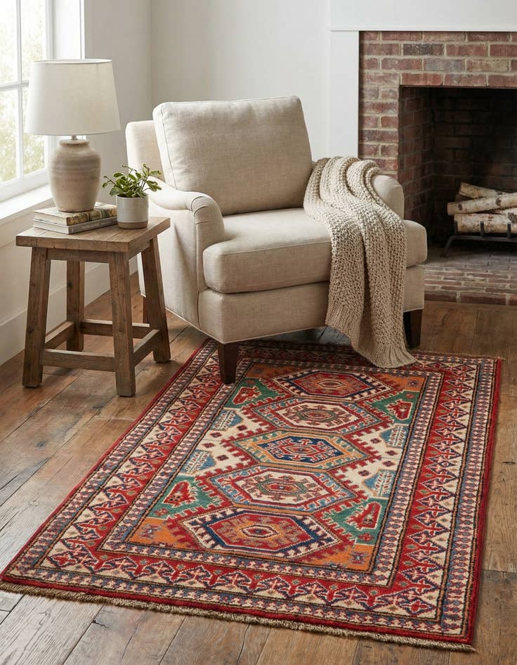 Detail image of 2' 8 x 4' 2  Hand Knotted Kazak Rug