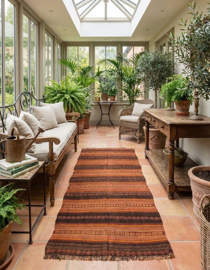 Detail image of 3' 7 x 8' 1  Hand Woven Kilim Afghan Wool Runner Rug