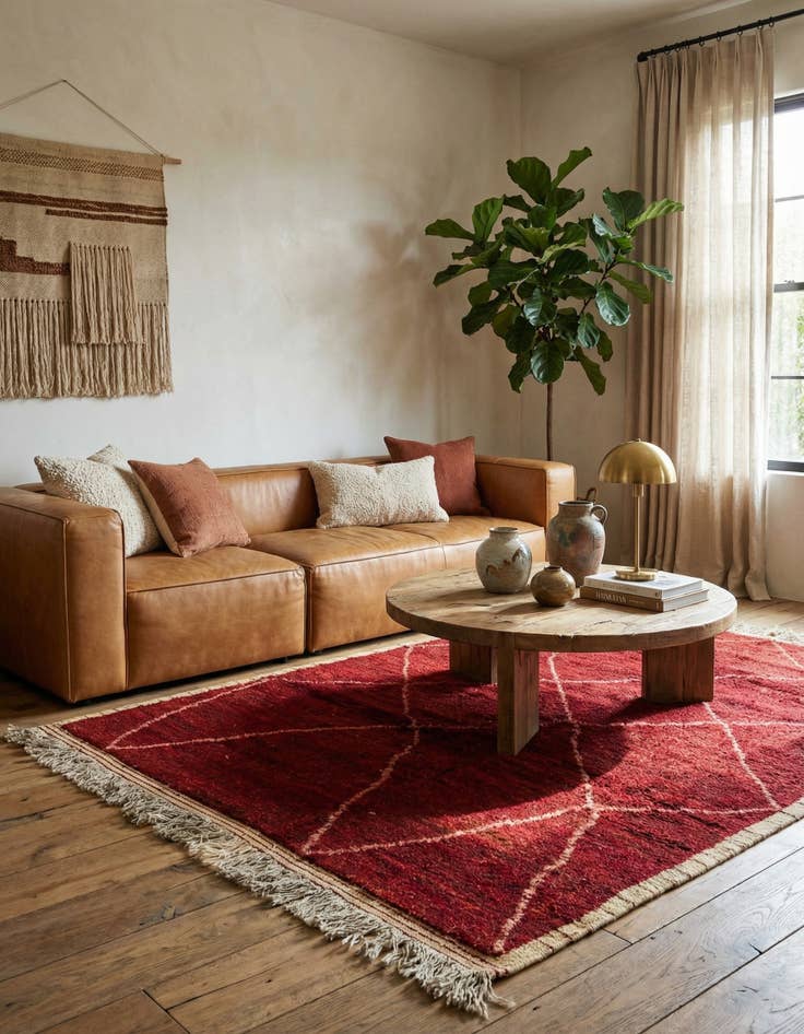 Detail image of  6' 4 x 9'  Hand Knotted Moroccan Wool Rug