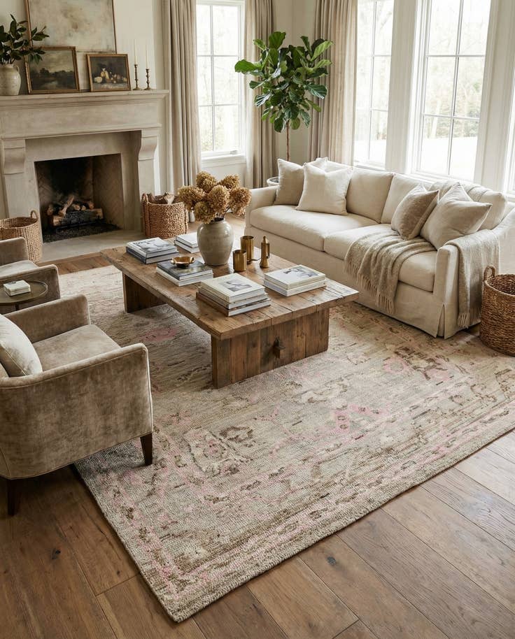 Detail image of 8' 2 x 10' Hand Knotted Oushak Wool Rug
