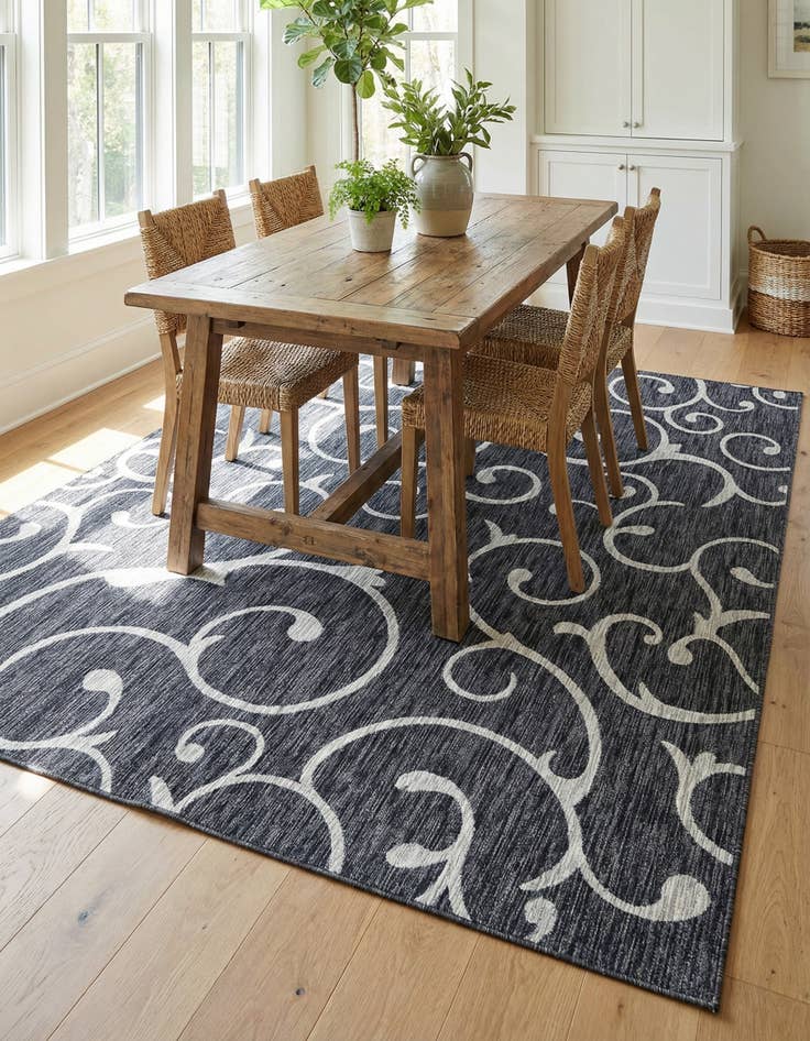 Detail image of 9' x 12' Easy-Clean Botanical Indoor / Outdoor Rug