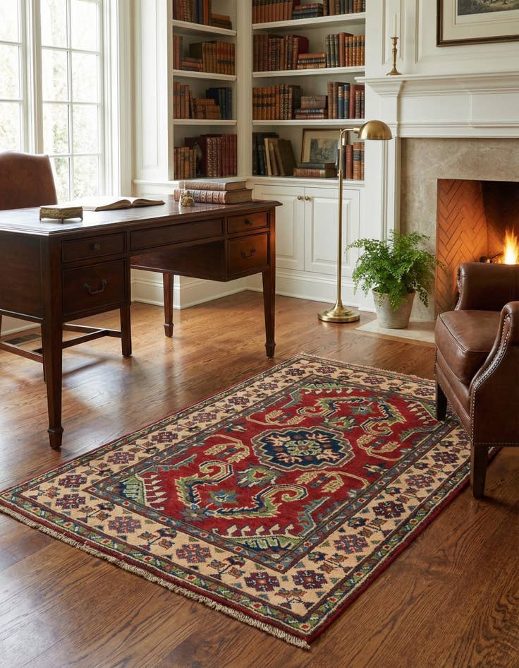 Detail image of 2' 8 x 4' 2  Hand Knotted Kazak Rug