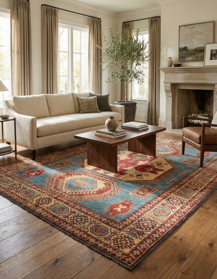 Detail image of  6' 1 x 8' 9  Hand Knotted Kazak Wool Rug