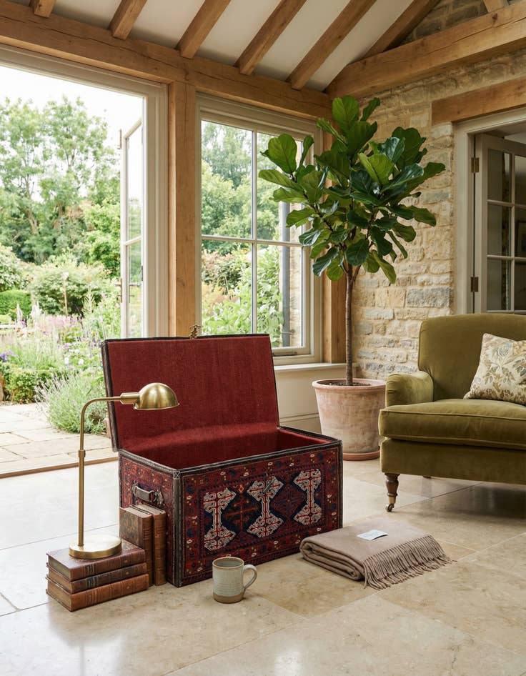 Detail image of  1' 7 x 3'  Hand Knotted Furniture Trunk