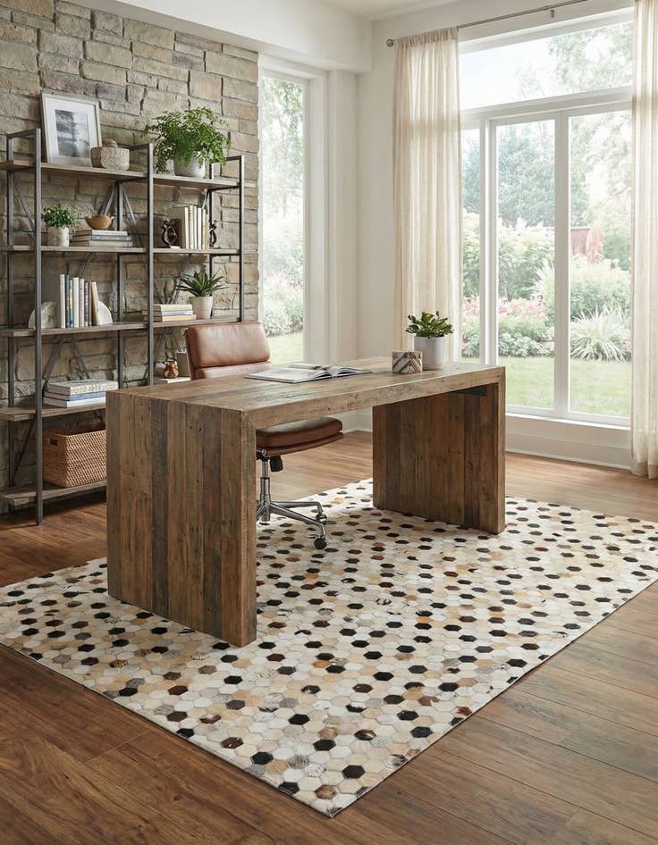 Detail image of 5' 1 x 8' Cowhide Leather Rug