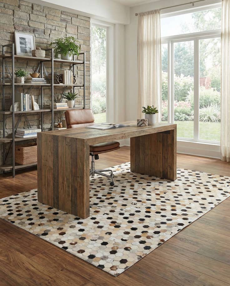 Detail image of 5' 1 x 8' Cowhide Leather Rug