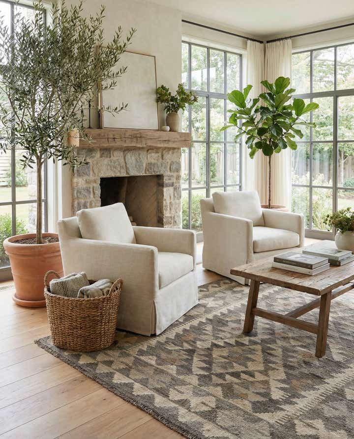 4' x 6' Hand Knotted Kilim Maymana Wool Rug