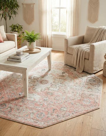 Rose Pink Madeline Vintage Octagon Rug