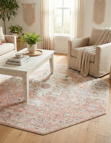Rose Pink Madeline Vintage Octagon Rug