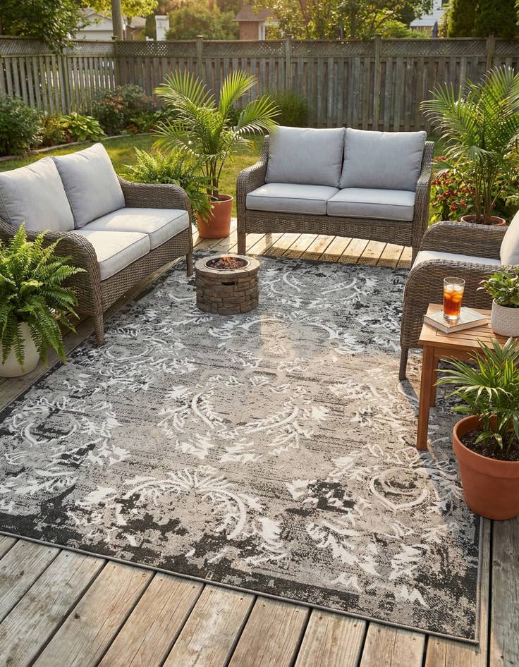 Detail image of  7' x 10'  Washable Botanical Indoor / Outdoor Rug