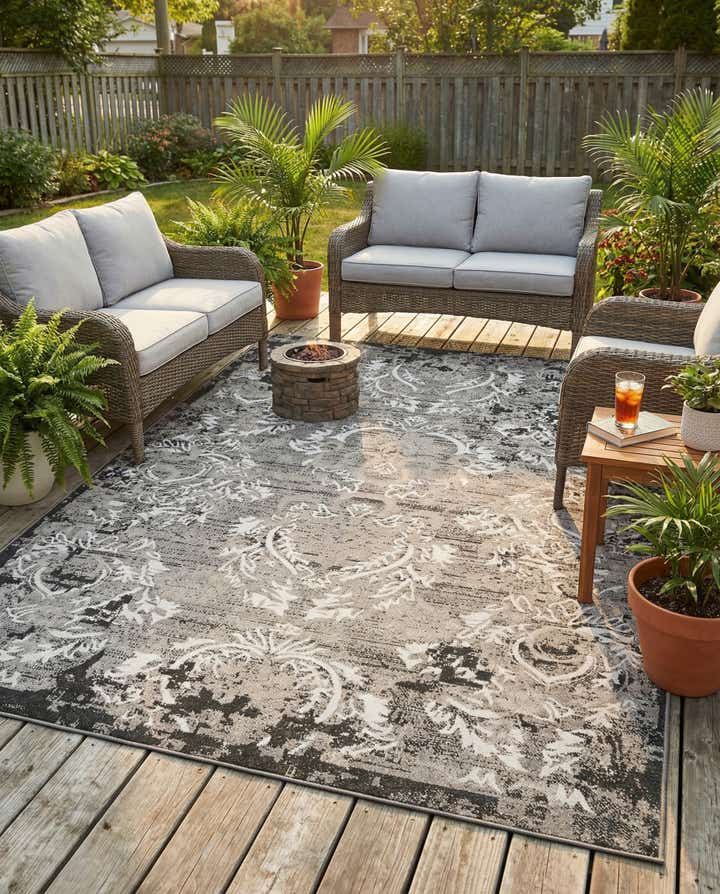 7' x 10' Easy-Clean Botanical Indoor / Outdoor Rug