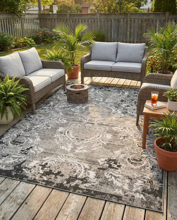 Detail image of 7' x 10' Easy-Clean Botanical Indoor / Outdoor Rug