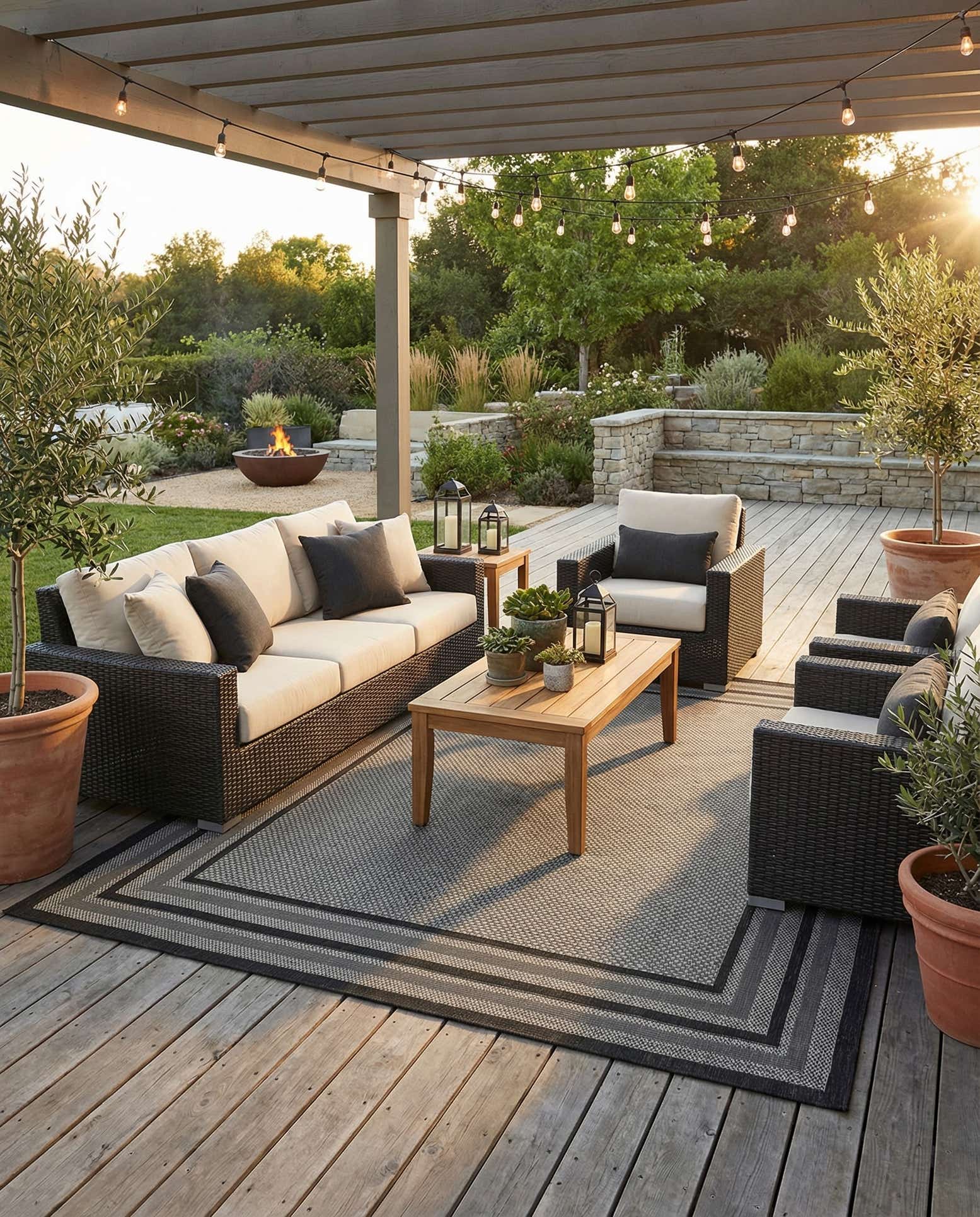 8' x 11' 4 Easy-Clean Border Indoor / Outdoor Rug