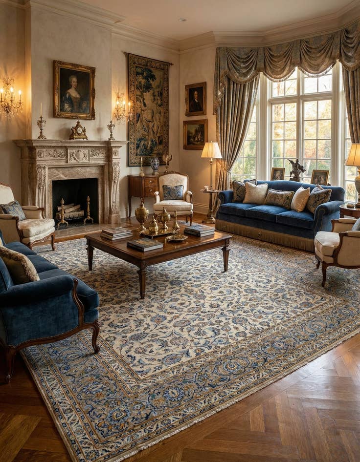 Detail image of 10' 6 x 13' 6 Kashan Wool Rug