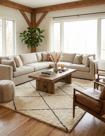 6' 7 x 9' 10 Hand Knotted Moroccan Wool Rug