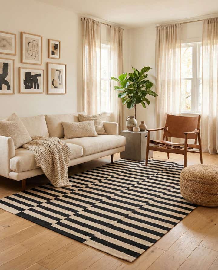 4' 10 x 6' 4 Hand Woven Kilim Modern Wool Rug