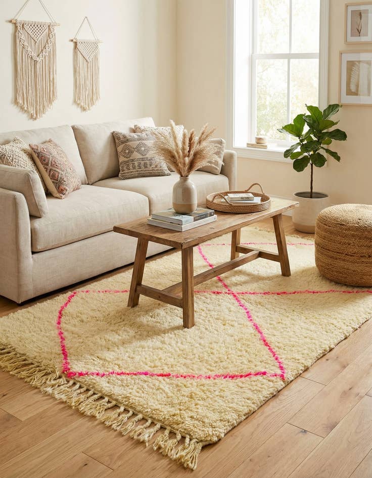 Detail image of 3' 2 x 5' 2  Hand Knotted Moroccan Wool Rug