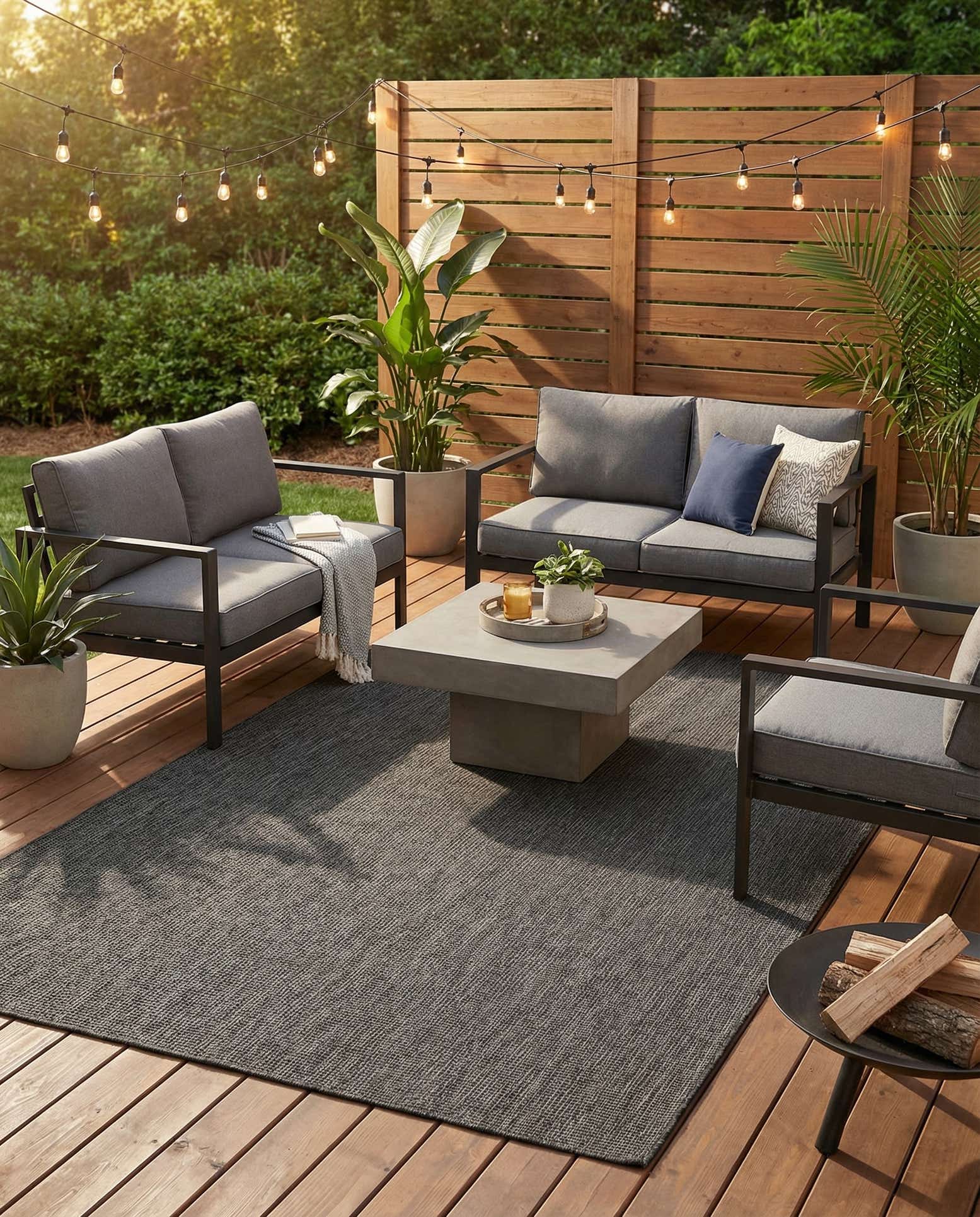 7' x 10' Easy-Clean Solid Indoor / Outdoor Rug