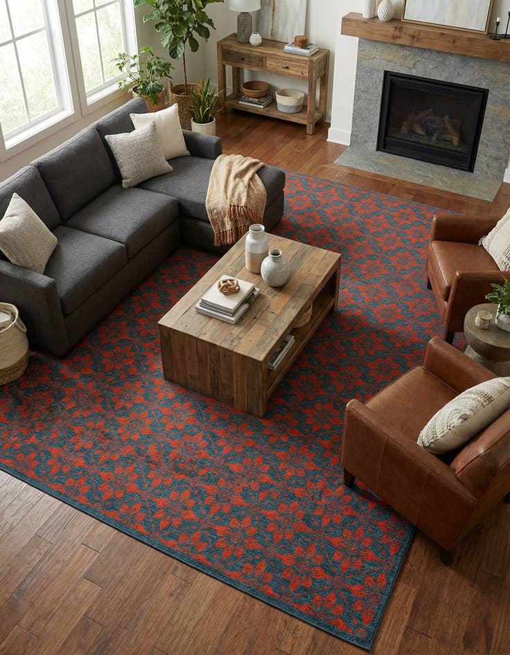 Detail image of 9' x 12'  Washable Trellis Indoor / Outdoor Rug