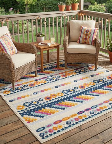 Gray Easy-Clean Aruba Indoor / Outdoor Square Rug