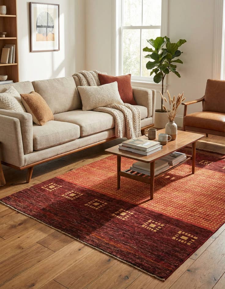 Detail image of  4' 8 x 6' 4  Hand Knotted Kashkuli Gabbeh Wool Rug